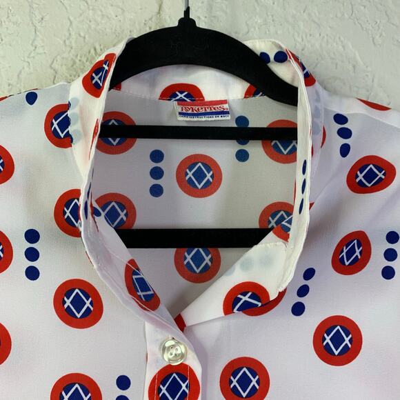 PYKETTES Blouse Top Med/LG Vintage Button Down Novelty 4th of July Retro 70's - Picture 3 of 10